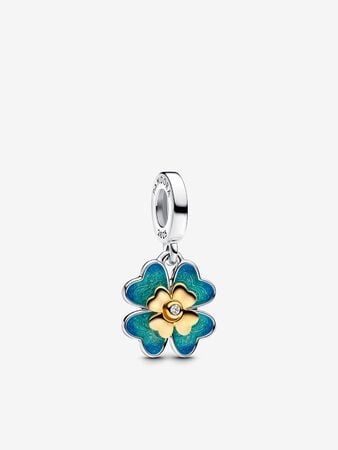 Charm Flor Azul y Dorado