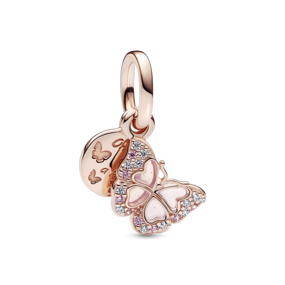 Charm Mariposa Oro Rosa Diamantada