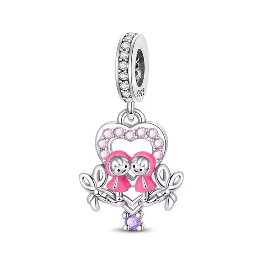 Charm Coraz√≥n de Amistad con Dos Amigas