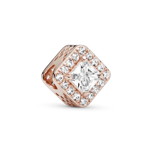 Charm Rombo Oro Rosa con Diamante