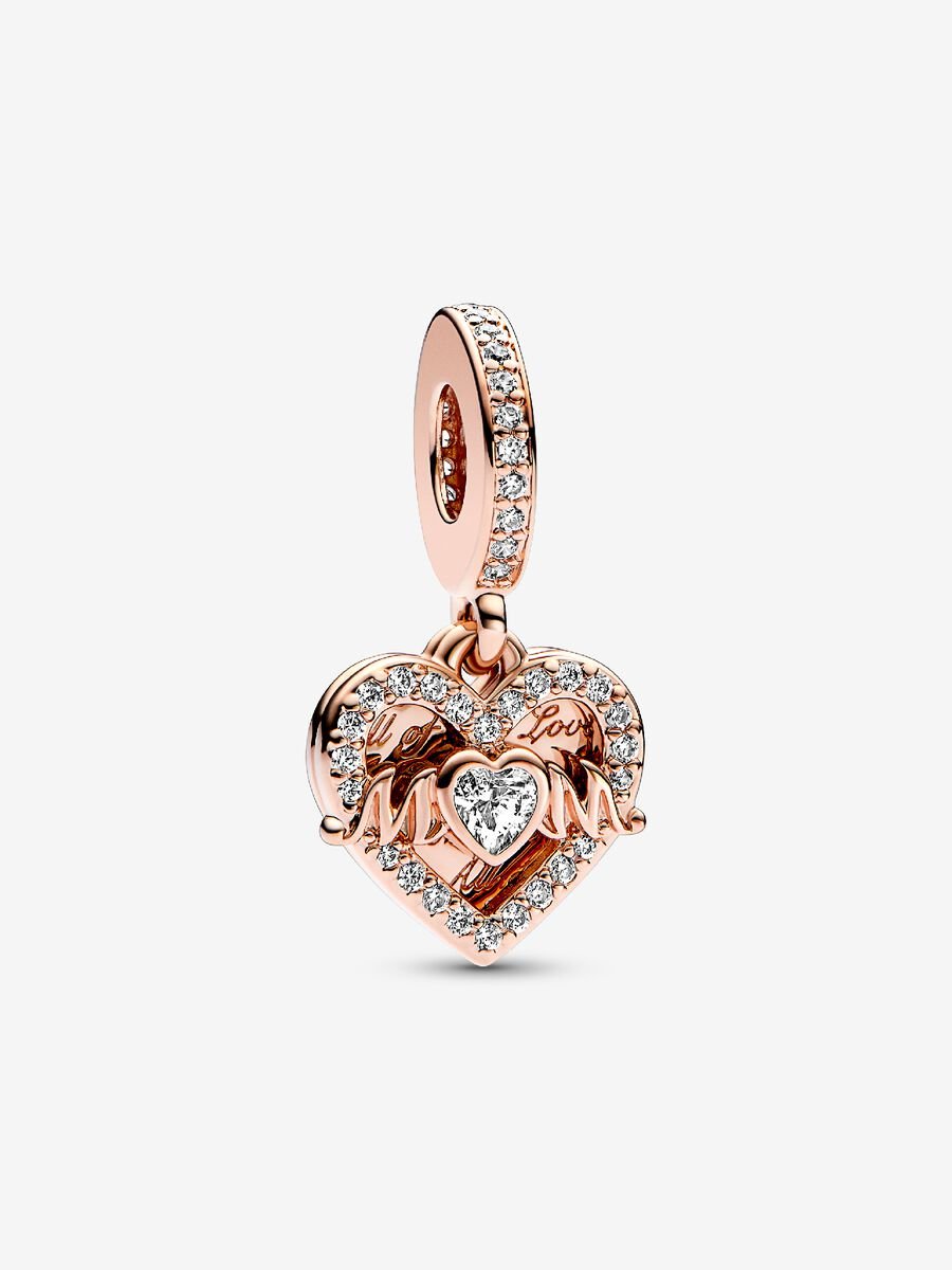 Charm Corazón Rosa Oro "Mom"