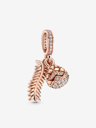 Charm Pluma y Piña Oro Rosa