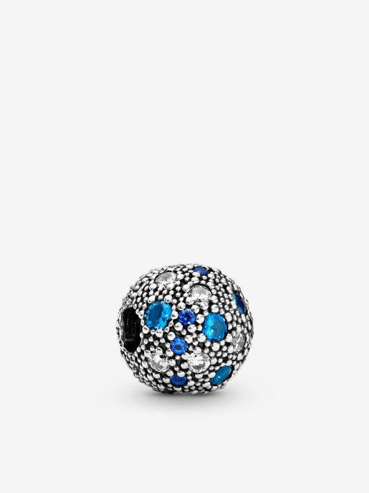Charm Clip de Seguridad Esfera Perlas Azules y Platas