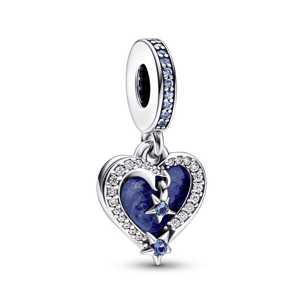 Charm Colgante Corazón Azul y Estrellas