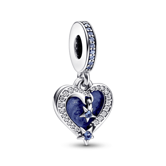 Charm Colgante Corazon Azul y Estrellas