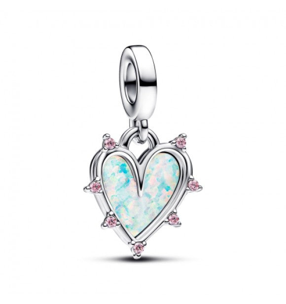 Charm Doble Corazón Rosa