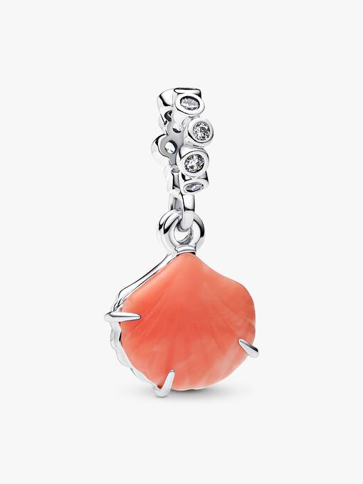 Charm Colgante Concha doble color coral