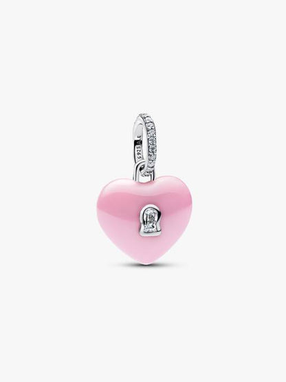 Charm colgante Candado corazón rosa
