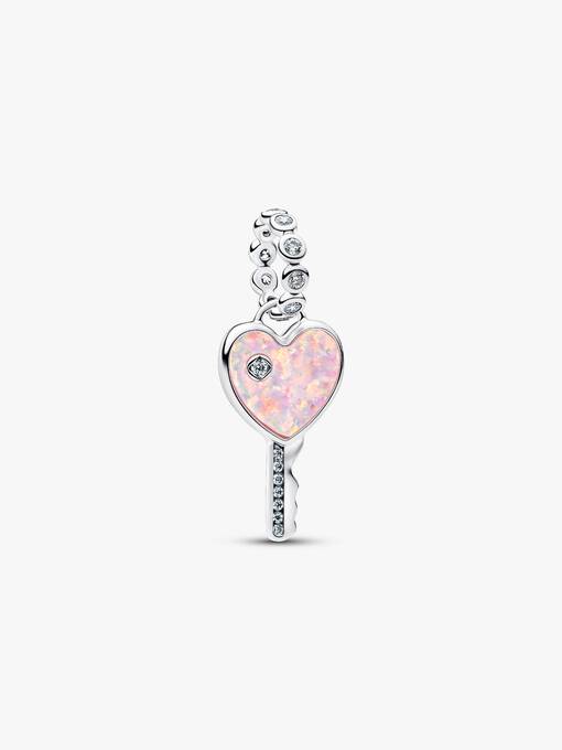 Charm colgante Llave de corazón opalescente