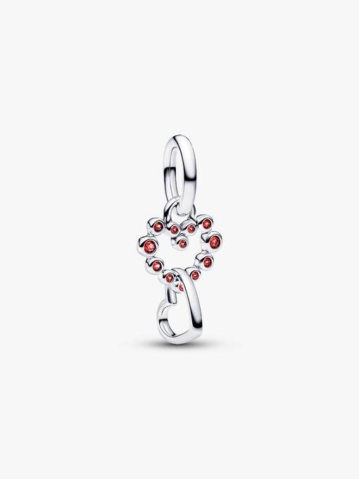 Charm colgante Corazones conectados y piedras rojas