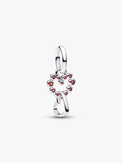 Charm colgante Corazones conectados y piedras rojas