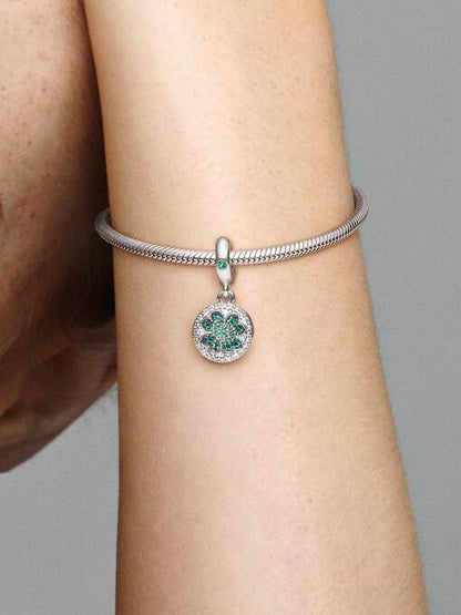 Charm colgante trébol de la suerte de cuatro hojas