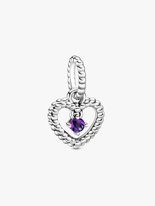 Charm Colgante Corazón con Piedra Natal de Febrero