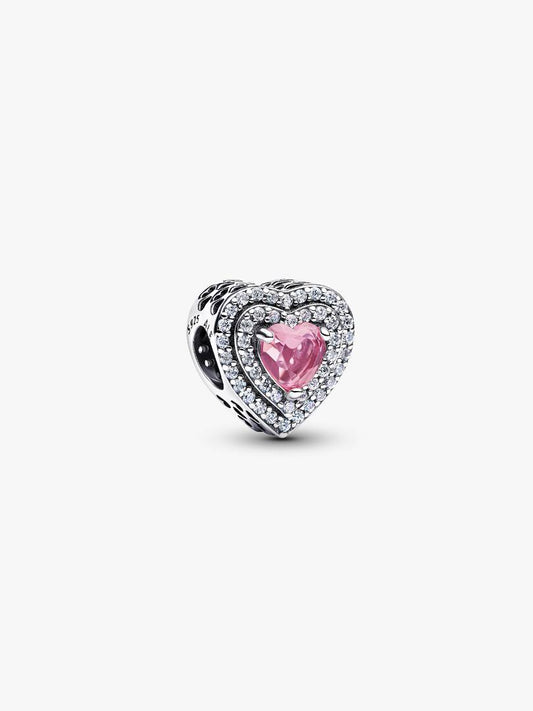 Charm Corazon con Gran Diamante Rosa