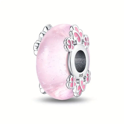 Charm Abalorio de Flores Rosas Fluorescente