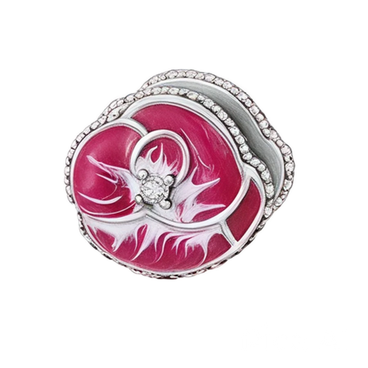 Charm Flor Rosa y Diamante
