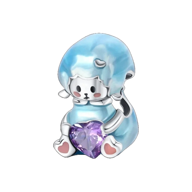 Charm Gatito Magico y Corazon Morado
