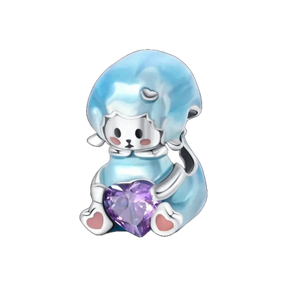 Charm Gatito Magico y Corazon Morado