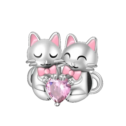 Charm Gatitos y Corazon Rosa