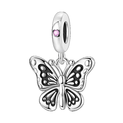 Charm Mariposa Negra Brillante