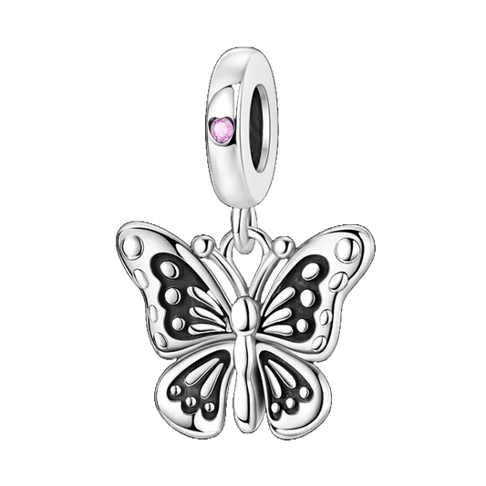 Charm Mariposa Negra Brillante