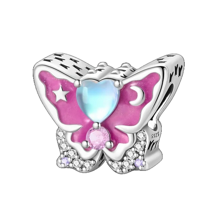 Charm Mariposa y Corazon Opal