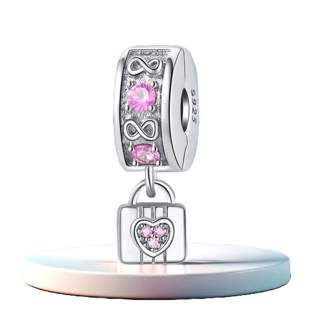 Charm Maleta Corazon Rosa Diamantada