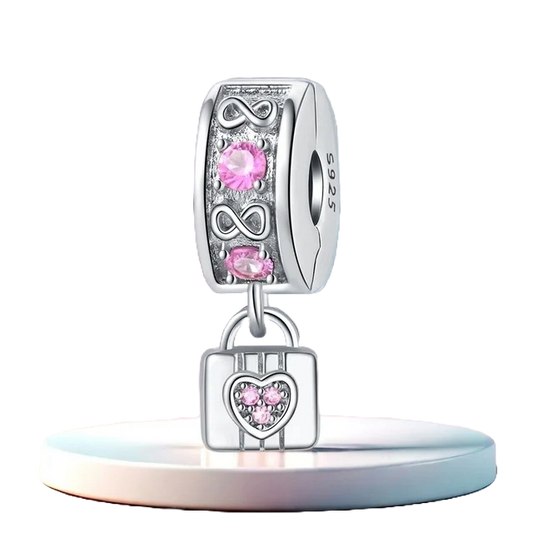 Charm Maleta Corazon Rosa Diamantada