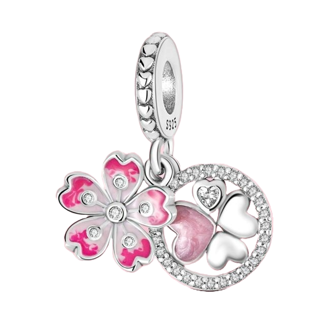 Charm Flor Rosa y Diamantes