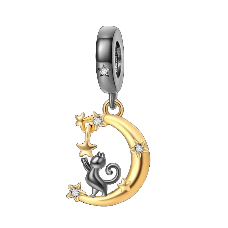 Charm Gato Negro y Luna Estrellada