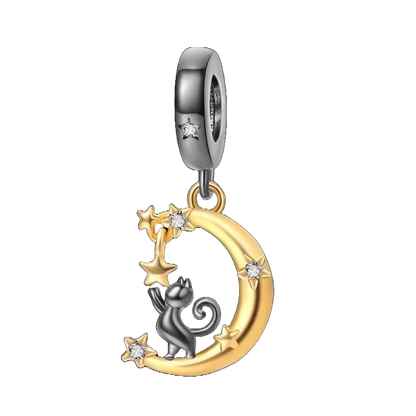 Charm Gato Negro y Luna Estrellada