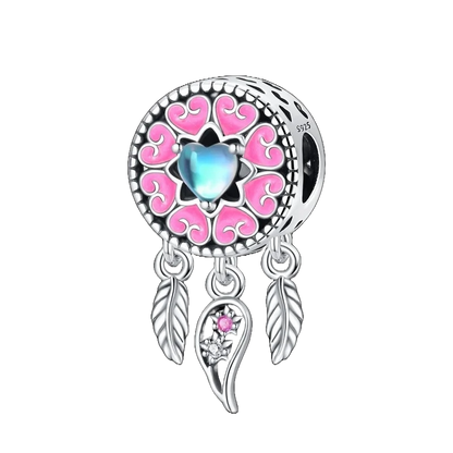 Charm Atrapasueños de Corazones Rosas