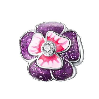Charm Flor Morada Glitter