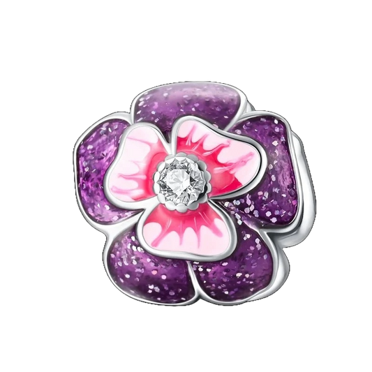 Charm Flor Morada Glitter