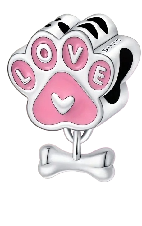 Charm Huella y Hueso Rosa "Love"