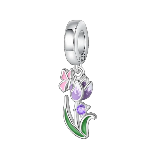 Charm Tulip√°n Morado y Mariposa