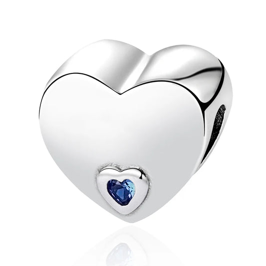 Charm Coraz√≥n Plateado y Azul