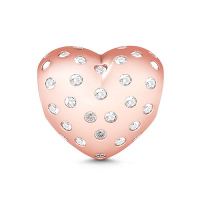 Charm Corazon Rosa Oro con Diamantes