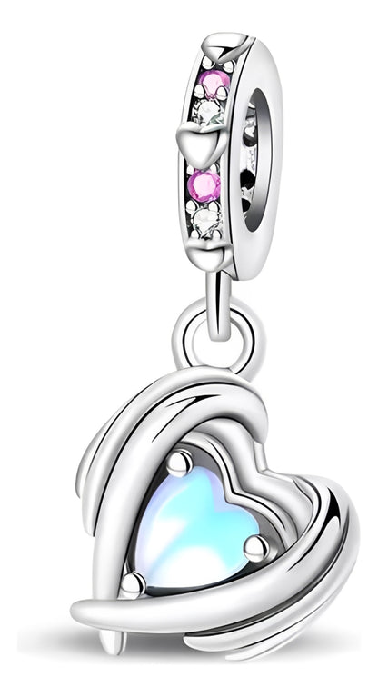 Charm Corazon Celeste y Plata