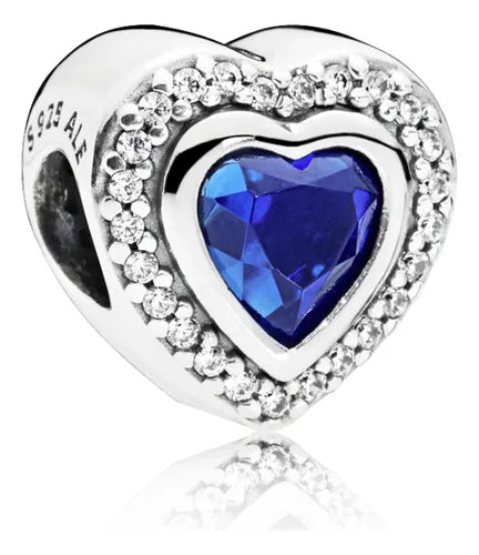 Charm Corazon Plateado y Corazon Azul