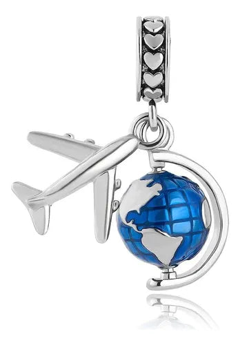 Charm Colgante de Planeta y Avi√≥n