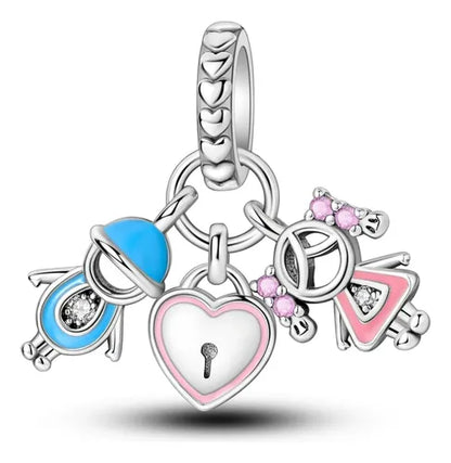 Charm Niño, Niña y un Corazon con Secreto