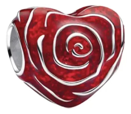 Charm Corazon Forma de Rosa