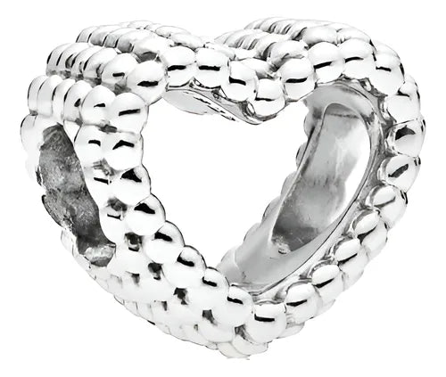 Charm Corazon de Perlas Plateadas