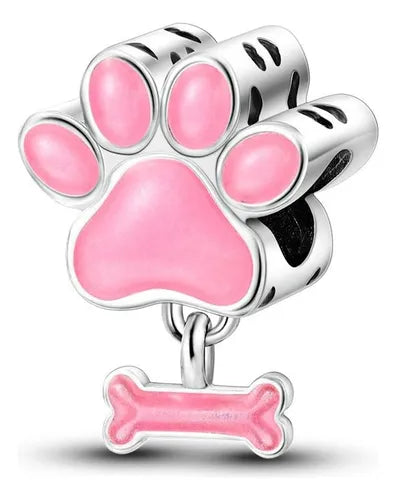 Charm Huella y Hueso Rosa