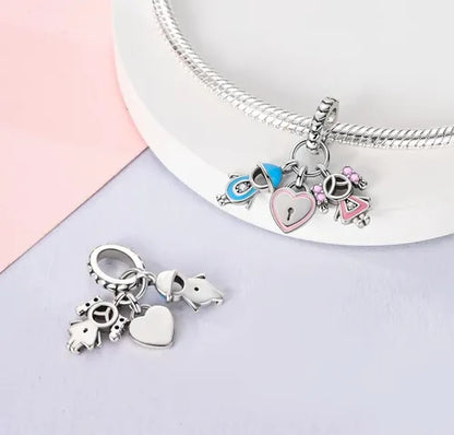 Charm Niño, Niña y un Corazon con Secreto