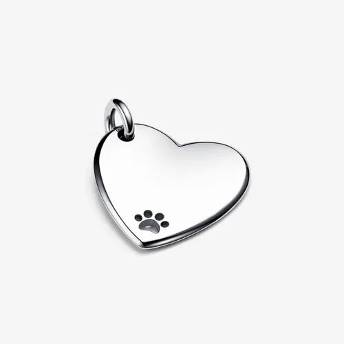 Charm Placa de Corazon Plateado y Huella