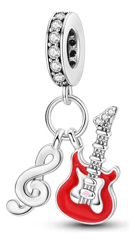 Charm Guitarra Roja y Nota Musical
