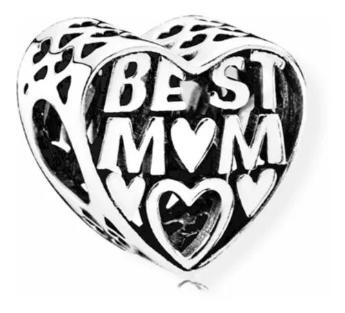 Charm Corazon Plateado "Best Mom"