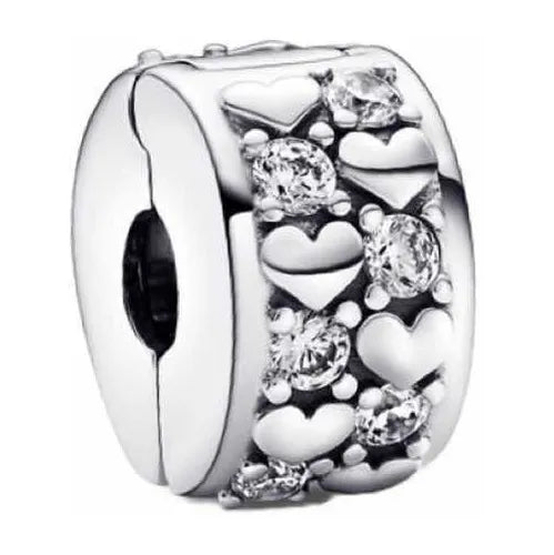 Clip de Seguridad Corazon Plata y Diamantes